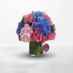 Birthday, Housewarming, Graduation, Thank You, Get Well, Miss You, Congratulation, Best Wishes, Teacher's Day, Perfectly pleasing, vase, blue, pink, rose, hydrangea, for her, female, saudi, ksa, riyadh, jeddah, delivery, online, sameday, same-day, flowers