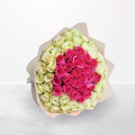 Perfectly Pure, Birthday, New-Baby, baby, new-born, Thank-You, Get-Well, Miss-You, Best-Wishes, Love, Mother's-Day, Teacher's-Day, hand, hand-bouquet, bouquet, pink, white, rose, for her, female, mother, teacher, saudi, ksa, delivery, online, sameday, sam