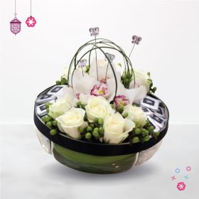 white, cymbidium, rose, roses, flowers-with-chocolate, chocolates, aani-and-dani, aani, ksa, online, delivery, same-day, flowers, flora, flow, floral, gift, combo, gift-bundle, combo-gift, new-born, new-baby, ramadan, motehrs-day, mother, wedding, congrat