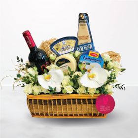 Cheese Fiesta, cheese, red-wine, wine, non-alcoholic, basket, hamper, hampers, bundle, gifts, gift-bundle, unisex, gifts-for-him, gifts-for-her, thank-you, valentine, valentine's-day, best-wishes, housewarming, get-well, anniversary, prestige, camamberg, 