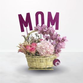 Mama's Love, pink, purple, basket, mother's day, for her, female, mom, mother, Cymbidium, Hydrangea, Lilies, Rose, lily, stargazer, saudi, ksa, riyadh, jeddah, delivery, online, sameday, same-day, flowers, flora, flow, floral
