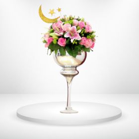 pink, lily, lilies, rose, carnation, vase, ramadan, eid, eid al fitr, eid al-fitr, fitr, for her, female, green, chrysanthemum, topper, crescent, saudi, ksa, delivery, online, sameday, same-day, flowers, flora, flow, floral, florist, saudi-florist, online