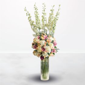Freshness Overloaded, vase, white, pink, peach, for her, female, rose, orchid, hydrangea, cymbidium, Birthday, Anniversary, Engagement, Wedding, New Baby, Get Well, Housewarming, Congratulations, Mother's Day, mother, pink-october, breast-cancer, breast-c