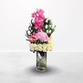 Lovely Pink, white, pink, vase, foam-arrangement, hydrangea, rose, roses, cymbidium, tulip, tulips, lily, lilies, saudi, ksa, delivery, online, sameday, same-day, flowers, flora, flow, floral, florist, saudi-florist, online-flowers-ksa, flowers-online, Ri