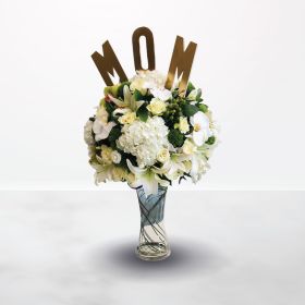 Luxurious White, white, vase, for her, female, mom, mother, mother's day, topper, lily, lilies, hydrangea, rose, orchid, Phalaenopsis, saudi, ksa, delivery, online, sameday, same-day, flowers, flora, flow, floral, florist, saudi-florist, online-flowers-ks