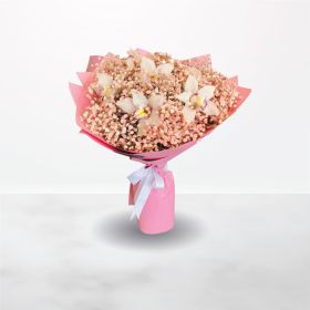 pink, white, hand, bouquet, hand-bouquet, for-her, female, gypsophila, cymbidium, Best-Wishes, Birthday, Congratulations, Engagement, Graduation, Miss-You, Mothers-Day, New-Baby, Thank-You, mother, congrat, back-to-school, flowers, flow, flora, pink-octob