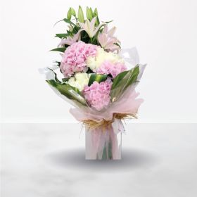 pink, white, hand-bouquet, bouquet, lily, lilies, hydrangea, rose, roses, saudi, ksa, delivery, online, sameday, same-day, flowers, flora, flow, floral, florist, saudi-florist, online-flowers-ksa, flowers-online, Riyadh-flowers, fresh-flowers-in-ksa, riya