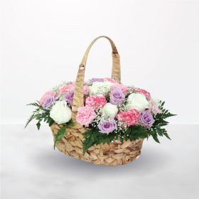 mother, back-to-school, roses, rose, basket, white, pink, purple, basket-of-flowers, ksa, riyadh, online, delivery, same-day, saudi-florist, cheerful-pink, flowers, flora, flow, floral, birthday, get-well, congrats, congratulations, thank-you, best-wishes