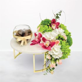 marble, marble-tray, ksa, riyadh, flowers, flora, floral, flow, delivery, online, same-day, white, pink, green, cymbidium, hydrangea, chocolate, chocolate-chips, combo, gift-combo, combo-gift, gift-bundle, flowers-with-gift, tray, best-wishes, thank-you, 
