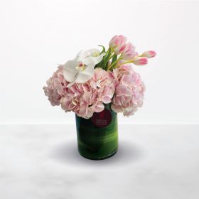 Pink Floral Embrace, saudi, ksa, delivery, online, sameday, same-day, flowers, flora, flow, floral, florist, saudi-florist, online-flowers-ksa, riyadh, pink, white, tulip, tulips, hydrangea, cymbidium, jeddah, dammam, khobar, al-khobar, al-dhahran, dhahra