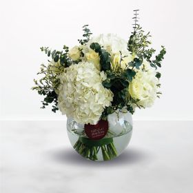 Triple Elegance, white, vase, hydrangea, rose, for him, for her, unisex, male, female, New Baby, Thank You, Get Well, Miss You, Best Wishes, Teacher's Day, teacher, baby, new-born, saudi, ksa, delivery, online, sameday, same-day, flowers, flora, flow, flo