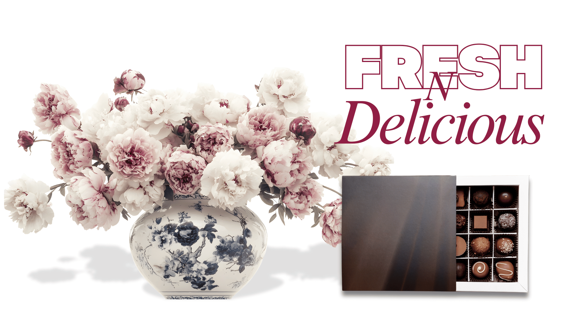 شوكولاتة مزينة بأزهار طازجة